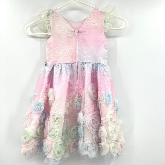 Rare Editions Pastel Ombre Lace Sparkle Dress Toddler 4T - Picture 2 of 3